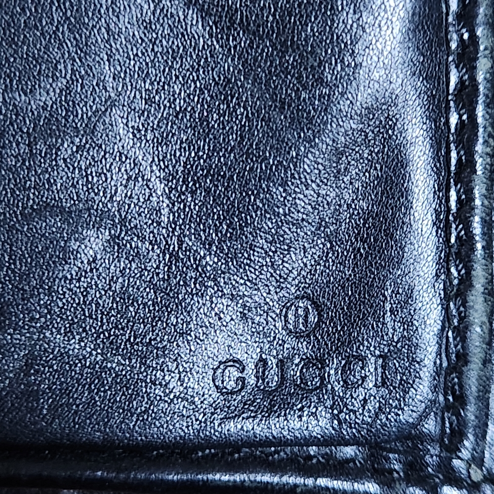 Gucci GG Black Guccissima Long Trifold Snap Wallet W/ Gucci Gold Horsebit Accent - Picture 13 of 16